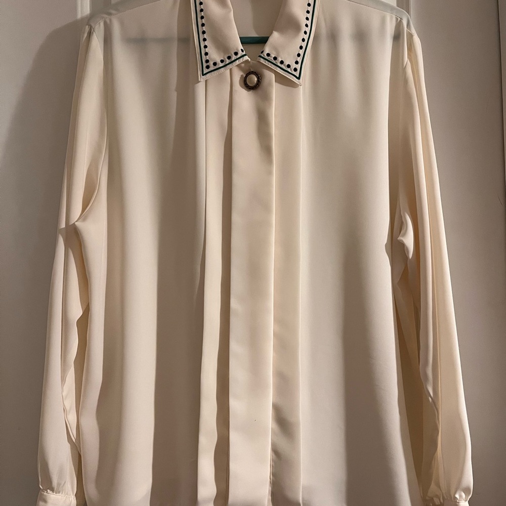 Koret Cream Button Down Shirt with Black Trim